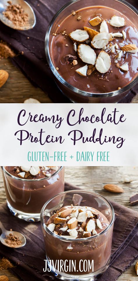 How about dairy-free chocolate pudding for breakfast? No problem when you use this delicious, no-cook protein pudding recipe – it’s a healthy treat any time of the day! Get this gluten free, dairy free recipe now... Chocolate Protein Pudding, Healthy Pudding, Dairy Free Protein, Chocolate Protein Shakes, High Protein Desserts, Protein Pudding, High Protein Low Calorie, Protein Desserts, Guilt Free Dessert