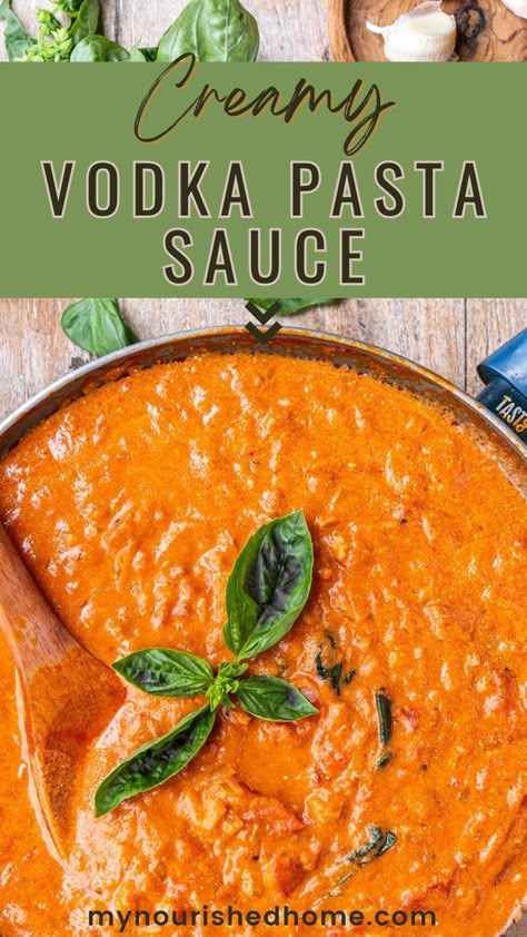 This Creamy, Tomato Based Vodka Sauce takes any pasta dish to the next level with its smooth texture and rich basil flavor. Enjoy it with your favorite penne, bowtie, or linguini for a delightful meal! The Best Vodka Sauce Recipe, Spaghetti With Vodka Sauce, Non Red Pasta Sauce, Vodka Rose Sauce, Al Vodka Sauce, Pasta In Vodka Sauce, Vodka Tomato Sauce, Tomato Vodka Cream Sauce, Pasta Creamy Sauce