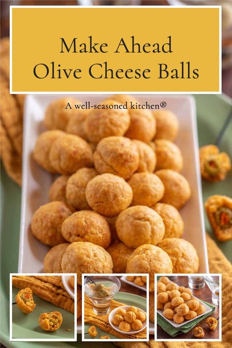 Cheese Olive Balls, Olive Cheese Balls Appetizers, Olive Stuffed Cheese Balls, Olive Balls Appetizers, Baked Cheese Balls Appetizers, Hot Olives Appetizer, Olive Cheese Puffs, Olive Snacks Appetizers, Stuffed Olives Party Appetizers