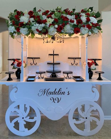 Wedding Sweet Cart, Diy Party Props, Wedding Candy Cart, Party Rental Ideas, Sweet 16 Candy, Girl Graduation Party, Dessert Cart, Sweet 15 Party Ideas Quinceanera, Sweet 15 Party Ideas