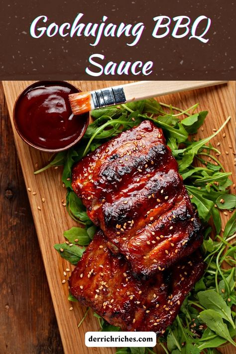 Gochujang Ribs Pork, Chicken Ribs Recipe, Sauce For Ribs Pork, Asian Bbq Sauce Recipe, Gochujang Bbq Sauce, Recipes With Japanese Bbq Sauce, Gochujang Ribs, Short Ribs Recipe Oven, Spicy Korean Bbq Sauce