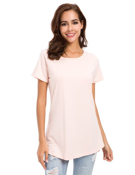 PRICES MAY VARY. Premium Material: this ladies basic T-shirt is made of 95% cotton + 5% spandex. It's lightweight, soft and comfortable with just the right amount of stretch, make you feel comfy with it every moment Imported Pull On closure Machine Wash ❤ Cotton Shirts Features: curve hem plain design, crew neck short sleeve loose tunic top, you will look elegant with it ❤ Multi Occasions: with upper fabric this cotton tshirt is very soft and cozy, perfect for casual, daily home wear, also work Plain Tunic, Loose Tunic, Home Wear, Cotton Shirts, Plain Design, Cotton Tshirt, Loose Fitting, Take That, T Shirts