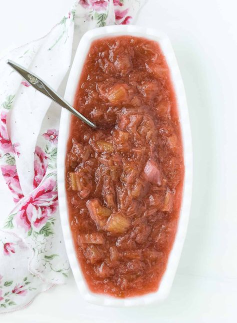 Strawberry Rhubarb Sauce, Recipes Microwave, Mug Food, Freeze Rhubarb, Rhubarb Coffee Cakes, Rhubarb Sauce, Rhubarb And Custard, Cream Cheese Spreads, Rhubarb Recipes