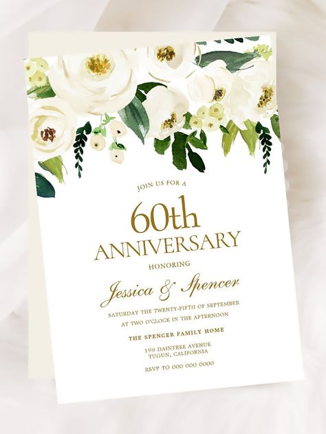 $2.80 | White Flowers & Cream 60th Wedding Anniversary Invitation ⭐️
White Flowers & Cream 60th Wedding Anniversary Invitation See matching collection in Niche and Nest Store
#white #flowers #roses #gold #weddinganniversary #65thanniversary #60thanniversary #60thweddinganniversary #75thanniversary #75thweddinganniversary
// Wedding anniversary card ideas // Wedding anniversary invite design //
#love #anniversary #wedding #husbandandwife #marriage #family #happyanniversary #weddinginvitations #ad Wedding Anniversary Card Ideas, Card Ideas Wedding, Anniversary Card Ideas, Anniversary Party Themes, 60th Wedding Anniversary Party, Anniversary Invite, 75th Wedding Anniversary, Wedding Anniversary Favors, 60th Anniversary Parties