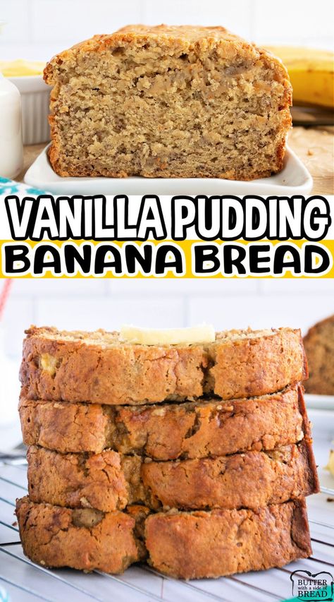 Banana Bread Recipe With Pudding, Pudding Banana Bread, Pudding Banana, Delicious Banana Bread Recipe, Delicious Banana Bread, Banana Bread Pudding, Banana Nut Bread Recipe, Peanut Butter Banana Bread, Banana Bread Recipe Moist