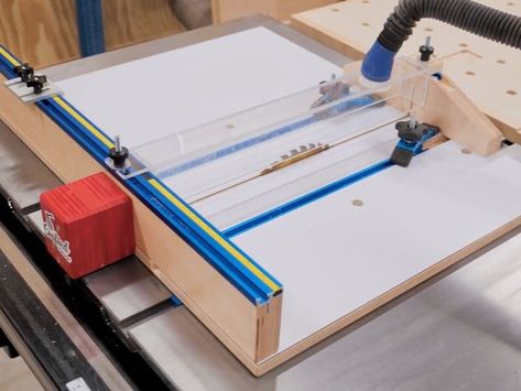 How To Build A Table Saw Cross Cut Sled with Stop Block & Dust Collection Tablesaw Sled Diy, Table Saw Crosscut Sled, Woodwork Tips, Sewing Machine Table Diy, Crosscut Sled, Cross Cut Sled, Woodworking Items That Sell, Table Saw Station, Craftsman Table Saw