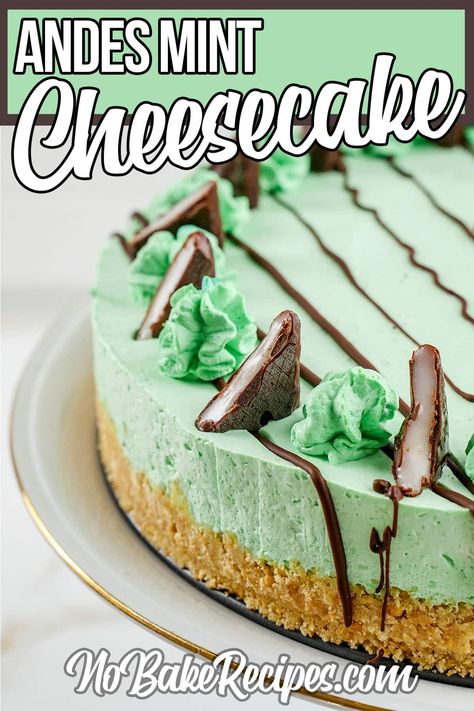 Andes Mints Desserts, Andes Mint Mini Cheesecakes, Andes Mint Poke Cake, Andes Mint Pie, Andes Cheesecake, Andes Mint Cheesecake Recipes, Mint Cheesecake Recipes, Andes Mint Cheesecake, Mint Oreo Cheesecake