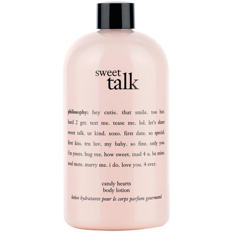 Philosophy Sweet Talk Lotion ($24) ❤ liked on Polyvore featuring beauty products, bath & body products, body moisturizers, beauty, fillers, makeup, cosmetics, philosophy and body moisturizer Philosophy Body Lotion, Philosophy Lotion Aesthetic, Philosophy Lotion, Philosophy Products, Body Moisturizers, Shower Skin Care, Bath And Body Care, Body Care Routine, Sweet Nothings