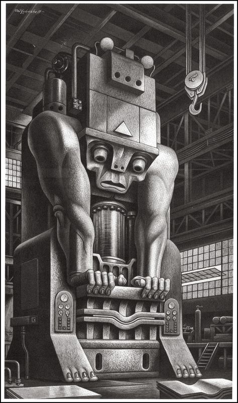 Artist Cartoon, Steel Mill, Mechanical Art, Arte Cyberpunk, Desenho Tattoo, A4 Poster, Industrial Art, Art Prints For Sale, Sci Fi Art