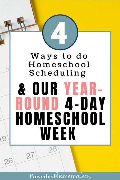 Four ways to do homeschool scheduling, tips on creating your own homeschool schedule, and a peek at our year-round 4-day homeschool week! #homeschool #homeschooling #homeschoolplanning #homeschoolschedule Homeschooling Schedule, Homeschool Supplies, Homeschool Routine, Homeschool Schedule, Lesson Planner, Homeschool Life, Homeschool Planner, School Calendar, Homeschool Printables