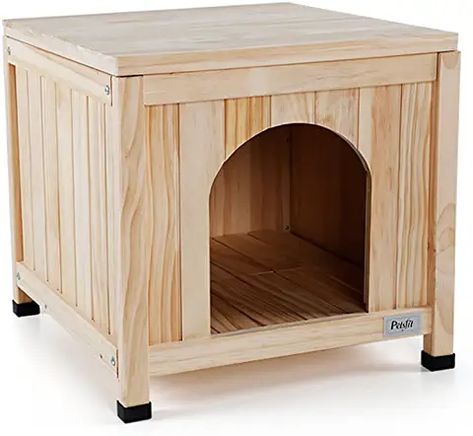 Amazon.co.uk : Petsfit Wooden Dog House Small Dog House, Wood Dog House, Indoor Dog House, Wooden Cat House, Wooden Dog House, Litter Box Furniture, Dog House Diy, Box Furniture, Cat Litter Box Furniture