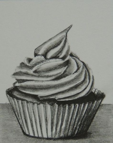 50+ Amazing Observational Drawing Ideas - Fashion Hombre Cupcake Sketch, Easy Still Life Drawing, Pencil Drawing Ideas, Shading Drawing, Cupcake Drawing, Bottle Drawing, Gcse Art Sketchbook, Realistic Pencil Drawings, Food Artists