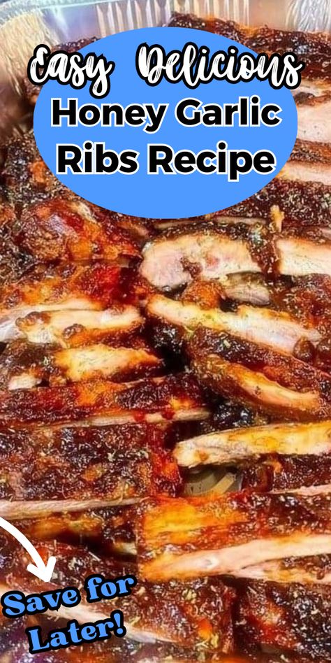 Honey Garlic Ribs Garlic Ribs Recipe, Garlic Ribs, Honey Ribs, Honey Garlic Ribs, Honey And Garlic, Glazed Ribs, Ribs In Oven, Rib Sauce, Baked Ribs