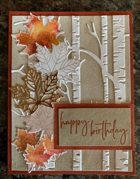 Birch Tree Cards, Fall Birthday Cards Handmade, Soft Seedlings, Fall Cards Handmade, Thanksgiving Cards Handmade, Fall Greeting Cards, Aspen Tree, Autumn Cards, Thanksgiving Greeting Cards