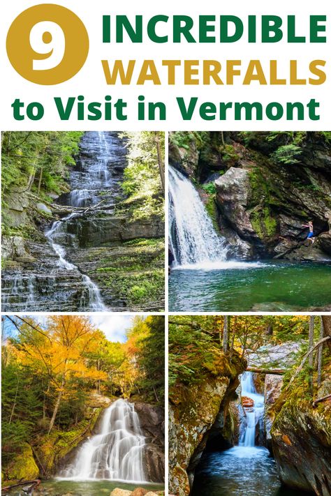 Vermont waterfalls Vermont Day Trips, Vermont Bucket List, Vermont Waterfalls, Vermont Spring, Vermont Road Trip, Travel Vermont, Ludlow Vermont, Quechee Vermont, Vermont Trip