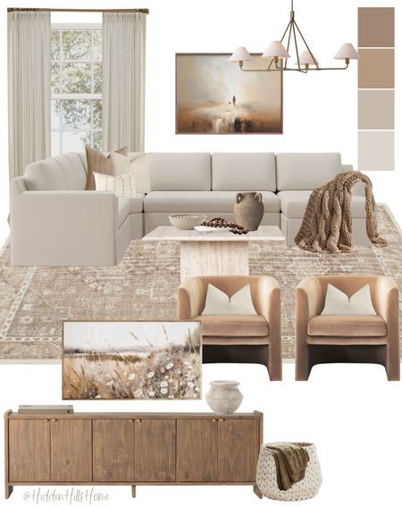 Oatmeal Couch Living Room Ideas, Transitional Neutral Living Room, Oatmeal Sofa Living Rooms, Cream Sofa Living Room Ideas, Modern Traditional Living Room Decor, Living Room Designs Contemporary, Neutral Color Living Room Ideas, Vancouver Townhouse, Farmhouse Living Room Rustic