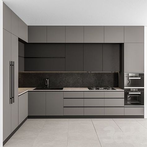 Grey Kitchen Interior, Modern Grey Kitchen, Model Dapur, Kitchen Ikea, Interior Dapur, Grey Kitchen Designs, Desain Pantry, Kabinet Dapur, Modern Kitchen Cabinet Design