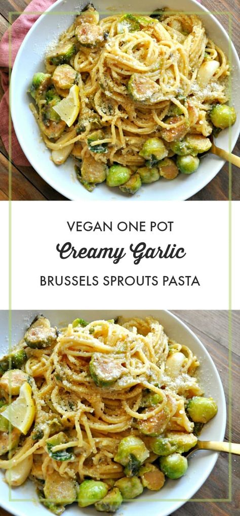 Brussels Sprouts Pasta, Rabbit And Wolves, Pasta Vegetariana, Pasta Cremosa, Vegan Stew, Pasta Pot, Makanan Diet, Deilig Mat, Creamy Garlic