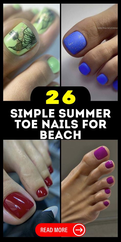 26 Ideas Simple Summer Toe Nail Designs for Beach Vacations: Explore Colors, Art, and Trends Nails For Beach, Beach Toe Nails, Cut Dog Nails, Toenail Art Designs, Toenail Designs Summer, Nail Hacks, Summer Toes, Fun Nail Colors, Toe Nail Color