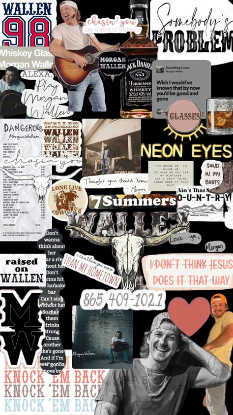 Morgan Wallen Collage, Country Music Playlist, Best Country Singers, Whiskey Shots, Country Music Quotes, Simple Phone Wallpapers, Jack Daniel, Morgan Wallen