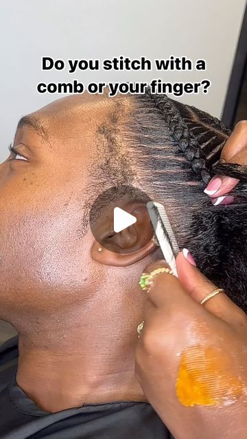 Myre Caroline - Houston Men's Braider on Instagram: "Stitch braiding is tedious baby you gotta take your time with this!!! 

I stitch with both but the comb make it crispy!!! 

Do you stitch with a comb or finger?" How To Stitch Braid, Stitch Braid, How To Stitch, Stitch Braids, Take Your Time, Plaits, Locs, Comb, Make It