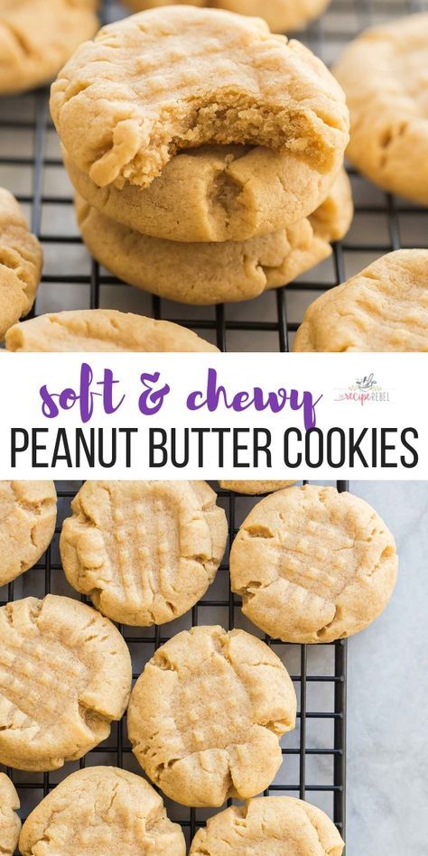 Soft Chewy Peanut Butter Cookies, Resep Oatmeal, Brownie Vegan, Peanut Butter Dessert, Easy Cookie Recipe, Smores Dessert, Easy Peanut Butter Cookies, Chewy Peanut Butter Cookies, Peanut Butter Desserts