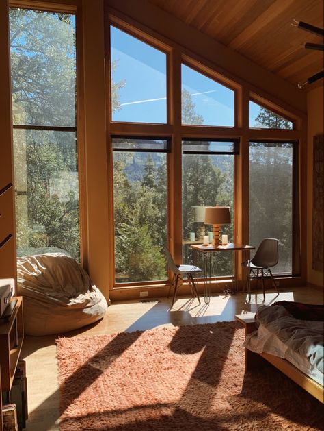 Small Home With Big Windows, Big Window Home, All Window Bedroom, New Homeowner Aesthetic, Home Decor Ideas Living Room Cozy Big Windows, Spanish Countryside Home, Oregon Home Aesthetic, Natural Lighting Home, Calm House Aesthetic