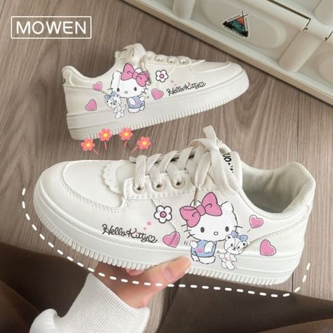 Hello Kitty Sneakers, Hello Kitty Shoes, Kitty Clothes, Hello Kitty Clothes, Dr Shoes, Hello Kitty Aesthetic, Kawaii Shoes, Pink Hello Kitty, Girly Shoes