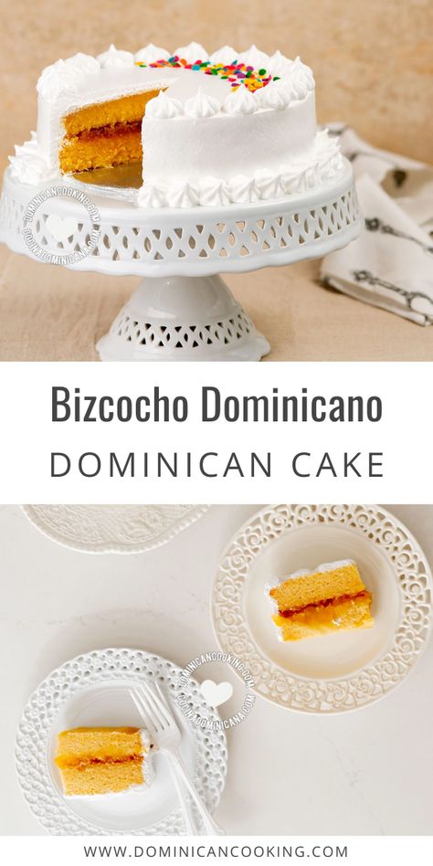 Dominican Cake on a plate Dominican Pineapple Cake, Dominican Cake Icing, Cake Dominicano Receta, Dominican Cake Recipe Pineapple, Dominican Dessert Recipes, Caribbean Birthday Cake, Dominican Cake Recipe How To Make, Dominican Recipes Desserts, Dominican Republic Cake