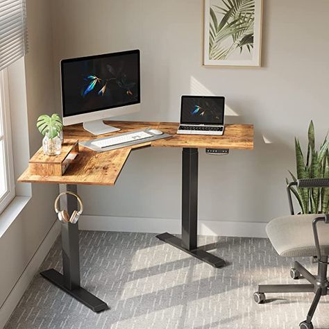 Home Office Male, Male Home Office, Small Apartment Desk, Apartment Desk, Stand Up Table, Desk For Two, Corner Standing Desk, Office Guest Bedroom, Desks For Small Spaces