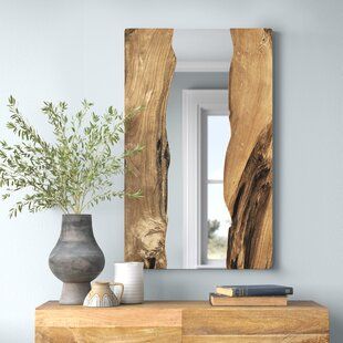 Wall Mirror Wood Frame, Raw Wood Wall Decor, Natural Wood Picture Frames, Unique Frames For Art, Rustic Wall Decor For Living Room, Wooden Frame Ideas, Wooden Mirror Frame Design, Unique Mirror Frame Ideas, Mirror Frames Ideas