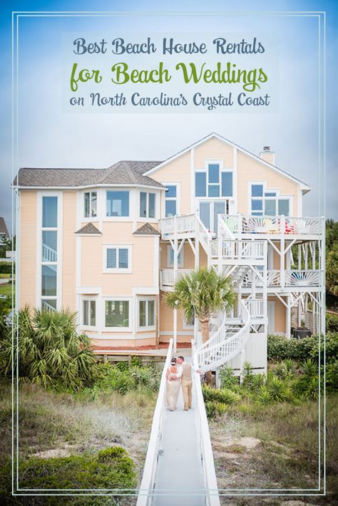 North Carolina Beach Wedding Venues, North Carolina Beach Wedding, Beach House Wedding Reception, North Carolina Beach House, Isle Wedding, Hairstyles Wedding Guest, Beach House Wedding, Beach Wedding Aisles, Emerald Isle Nc