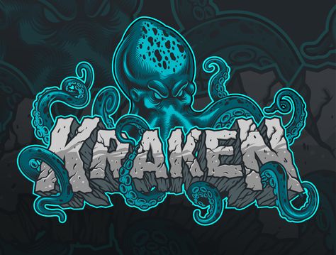 Kraken by DGIM studio on Dribbble Kraken Design, Kraken Logo, Kraken Art, Octopus Illustration, Sublimacion Ideas, Unique Lettering, Company Portfolio, Logo Design Concept, Creative Logo Design