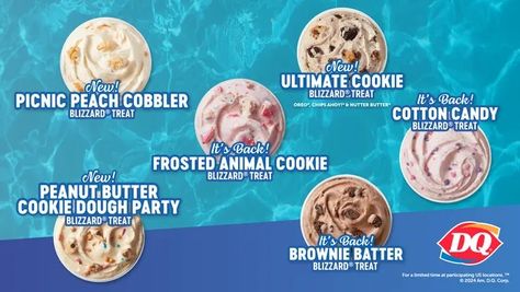 Dairy Queen announces 2024 Summer Blizzard Treat Menu Cotton Candy Blizzard, Dairy Queen Blizzard, Ultimate Cookies, Peanut Butter Cookie Dough, Nutter Butter Cookies, Nutter Butter, Summer Menu, Dairy Queen, Animal Cookies