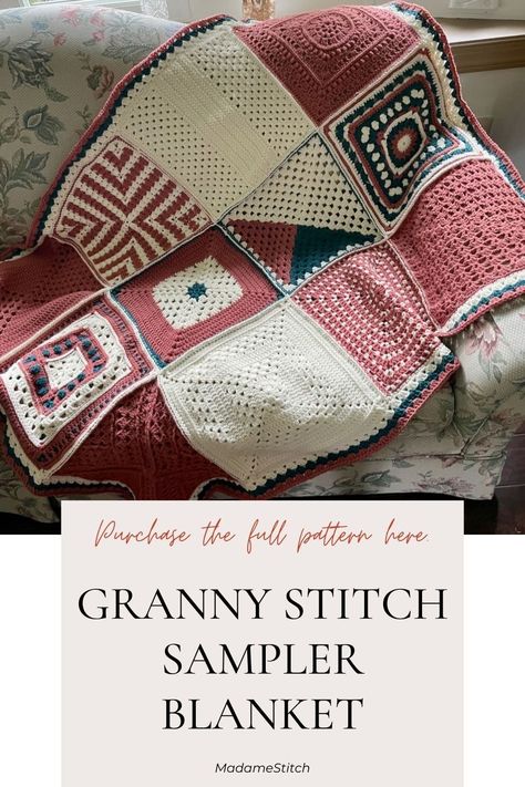 Wrap yourself in warmth with the Granny Stitch Sampler Blanket, a cozy masterpiece crafted by 12 top crochet designers. Each square highlights the designer’s distinctive style, creating a one-of-a-kind square for this unique blanket. The timeless charm of the beloved granny stitch is the centerpiece of this sampler blanket, an afghan that will surely become a treasured heirloom. The full blanket is free to view on the blog and available for purchase as a PDF download. Get your copy today! Unique Blanket, Granny Stitch, Beautiful Baby Blanket, Naming Your Business, Stitch Sampler, Unique Blankets, Crochet Cushions, Crochet Home Decor, Baby Blanket Pattern