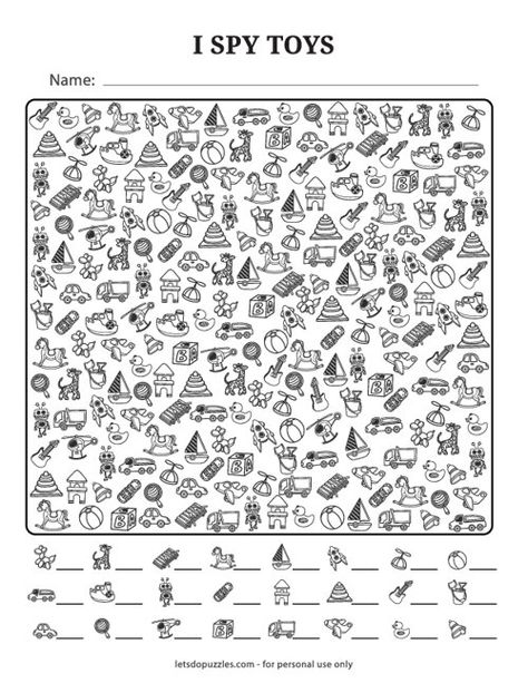 Free Printable I Spy Toys Toys Coloring Pages, Spy Toys, I Spy Printable, Spy Games For Kids, Printable Games For Kids, I Spy Games, Spy Games, New Years Activities, Easter Activities For Kids