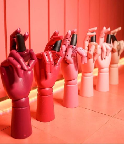 Funky Nail Studio Decor, Nail Polish Decorations, Nail Salon Retail Ideas, Nail Salon Display, Colorful Nail Salon, Small Nail Salon Suite Ideas, Cute Nail Studio, Nail Salon Must Haves, Retro Nail Room