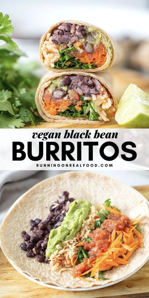 Black Bean And Rice, Black Bean Burritos, Bean And Rice, Smoothies Vegan, Bean Burritos, Plats Healthy, Pasti Sani, Vegan Black Bean, Resep Diet