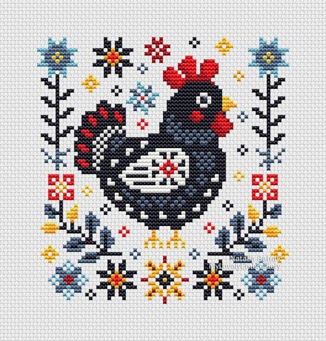 Folk Art Hen Cross Stitch Pattern PDF Instant Download, Chicken Cross Stitch Pattern Scandinavian Cross Stitch Primitive Cross Stitch - Etsy Cross Stitch Chicken Pattern Free, Chicken Cross Stitch Patterns, Animal Crossing Cross Stitch, Scandinavian Cross Stitch Patterns, Primitive Cross Stitch, Chicken Cross Stitch, Kris Kross, Bird Quilt, Tapestry Crochet Patterns