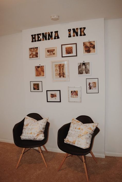 Henna Studio Decor, Black Eames Chair, Henna Ink, Studio Decor, Studio Space, Eames Chair, Home Office, Henna, Gallery Wall