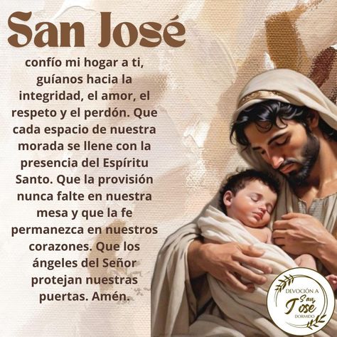 San José, confío mi hogar a ti, guíanos hacia la integridad, el amor, el respeto y el perdón. Que cada espacio de nuestra morada se llene con la presencia del Espíritu Santo. Que la provisión nunca falte en nuestra mesa y que la fe permanezca en nuestros corazones. Que los ángeles del Señor protejan nuestras puertas. Amén. • • • #DevocionASanJoseDormido #SanJoséRuegaPorNosotros #SanJoséCuidaNuestraIglesia #BuenasNoches Holy Family, San Jose