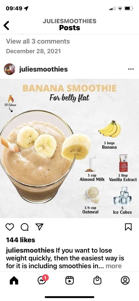 Oatmeal Shake, Fitness Smoothies, Banana Oatmeal Smoothie, Easy Healthy Smoothie Recipes, Healthy Diet Smoothies, Flat Belly Smoothie, Best Smoothie, Easy Healthy Smoothies, Smoothie Drink Recipes