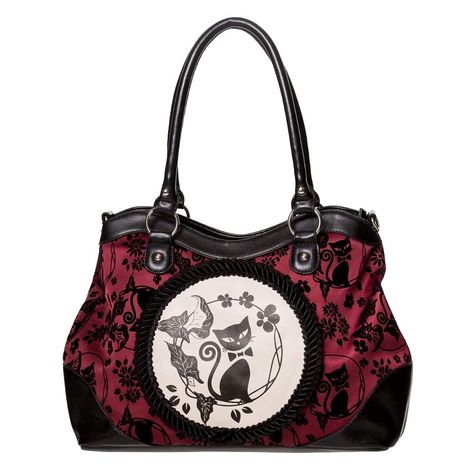 PRICES MAY VARY. Lost Queen Women's Purse Handbag Shoulder Bag | Gothic Dark Goth Victorian (Burgundy Call of the Phoenix) Velvet Feel With Bat Motifs on Front Shoulder Strap is Adjustable and Removable Measures approx. 44cm x 32cm x 13cm (17.32in x 12.6in x 5.12in) Not just Gothic cool, elegance, style and class but all of this AND a kitty! Definitely one for the crazy cat ladies, this women's bag comes from the good folks at Lost Queen. The main compartment is secured by a full width zip plus