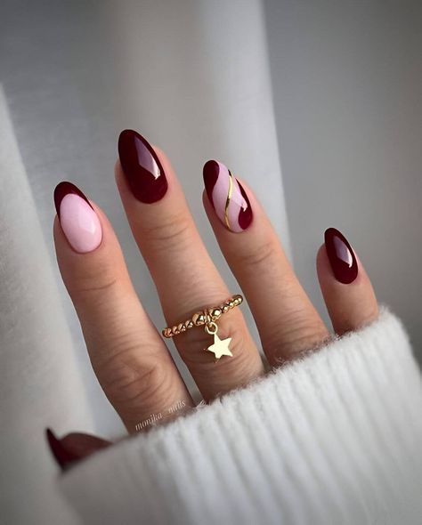 30 Sexy Dark Red Nails Perfect For Winter Dark Red Nails Design Classy, Matt Red Nails Design, Dark Red Nails Almond Shape, Dark Cherry Red Nail Designs, Red Nails Short Design, Dipped Nails Ideas Winter, Simple Dark Nails, Wine Red Nails Designs, Dark Red Fall Nails