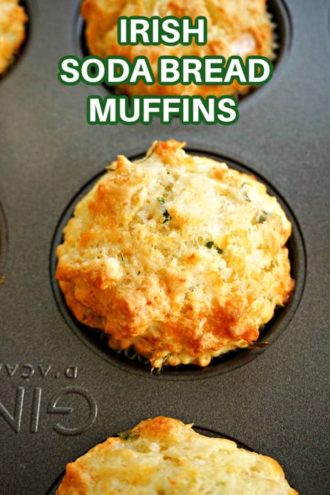 Soda Bread Muffins, Irish Soda Bread Muffins, Traditional Irish Soda Bread, Irish Cheddar, Irish Cooking, Soda Bread Recipe, Irish Soda Bread Recipe, Bread Muffins, St Patricks Day Food