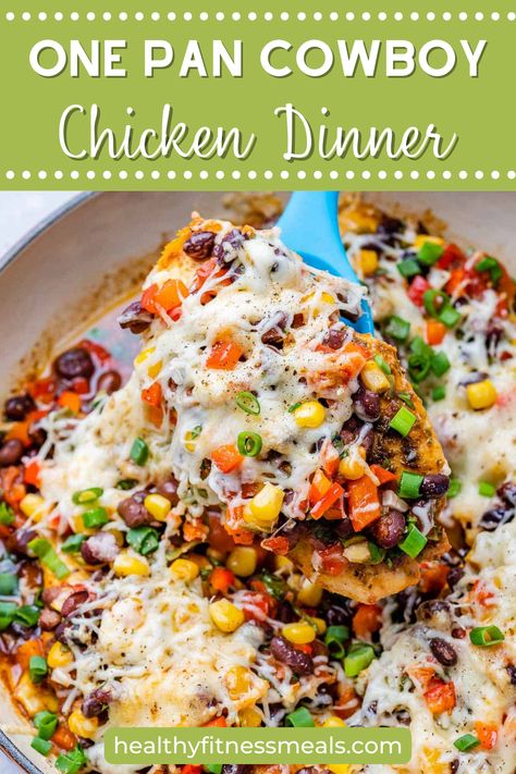 If you love cowboy caviar you will love this Simple one-pan cowboy chicken dinner, filled with loads of flavor. This cowboy caviar is easy to make and makes for a perfectly healthy dinner that the whole family can enjoy. Make Cowboy Chicken any day of the week. It is truly a flavor-packed meal that even the kids will enjoy. Made with simple ingredients, this cowboy chicken breast recipe pairs well with many side dishes. Cowboy Caviar Chicken, Cowboy Chicken Casserole, Cowboy Caviar With Chicken, Cowboy Chicken Recipes, Cowboy Recipes, Cowboy Chicken, Harvest Meals, Dinner List, Dinner Mexican