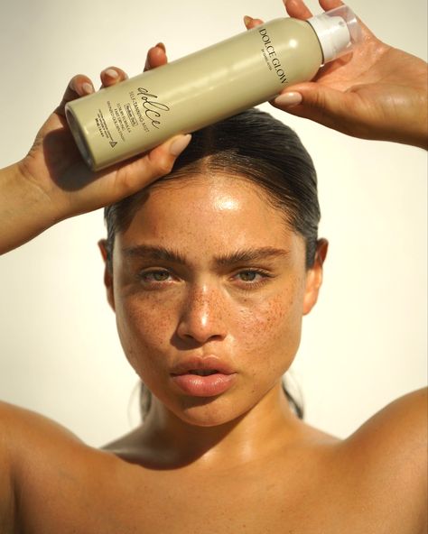 Dolce Glow Spray Tan, Rebrand Photoshoot, Dolce Glow, Holding Product, Salon Aesthetic, Sacred Grove, Sunset Shoot, Spray Tan Solution, Tanning Mist