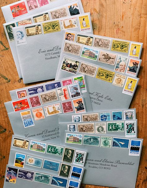 #vintagestamps on #customweddinginvites Wpa Posters, Stationary Craft, Pen Pal Letters, Book Recs, Love And Care, Pen Pal, Vintage Stamps, Special Delivery, Mail Art