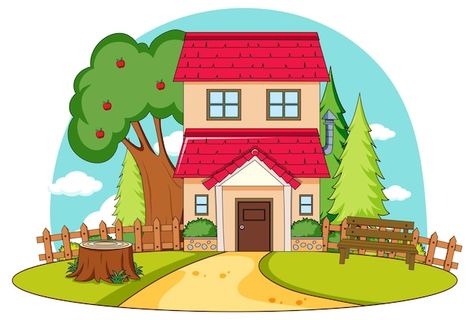 A simple house in nature background | Free Vector #Freepik #freevector #cartoon-border #nature-drawing #cartoon-frame #tree-clipart Tree Cartoon Images, Animated House, Cartoon Road, House Clip Art, Home Clipart, Cartoon Frame, Nature Clipart, Home Cartoon, Arte Aesthetic