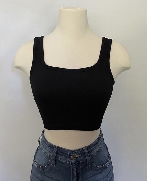 Belly Shirts, Korean Outfit Street Styles, Casual College Outfits, Black Hair Kpop, Stylish Dress Book, One Piece Outfit, College Outfits, Black Tank Tops, Cute Tops